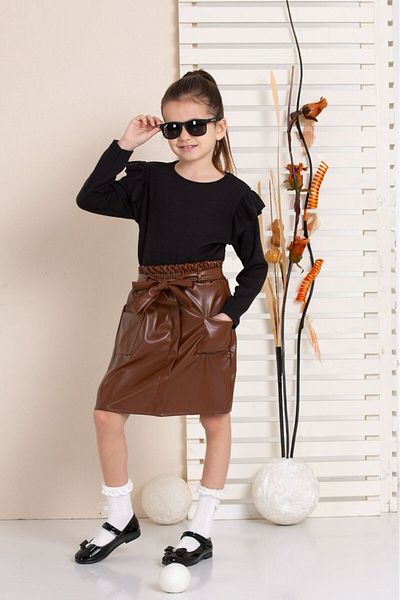 tunays shopping Стилен детски костюм с кожена пола