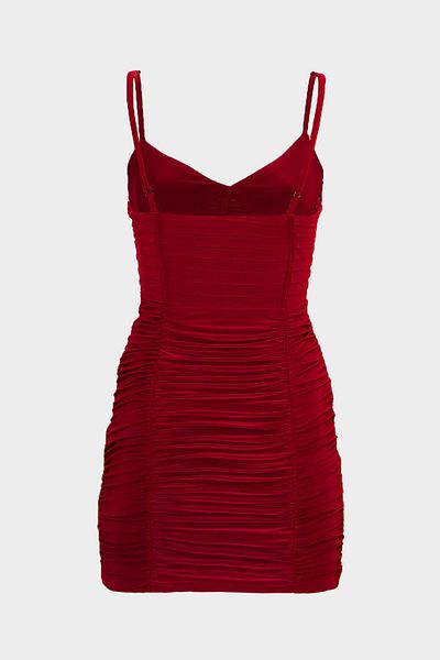 Açelya Okcu Women's Mini Dress - Strappy, Drape Detail and Ribbed