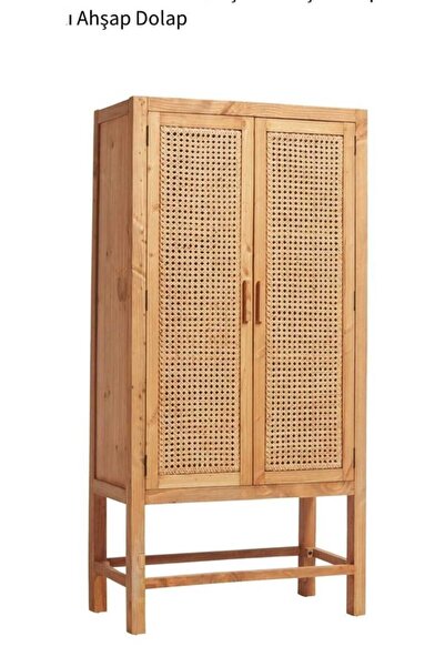 aminesanatevi Doğal Ahşap Hasırlı Dolap