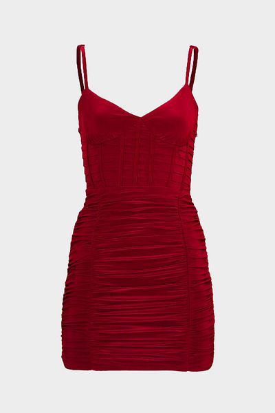 Açelya Okcu Women's Mini Dress - Strappy, Drape Detail and Ribbed
