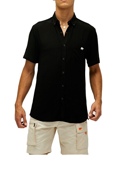 Bad Bear قميص فرانك 22.01.30.001 مطرز بجيب واحد وأكمام قصيرة