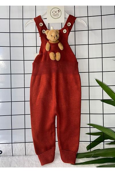 tunays shopping Adjustable Strap Knitwear Salopet with Teddy Bear Detail