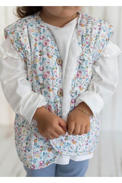 Kirazkids Vestă pentru bebeluși de pluș cu model de flori
