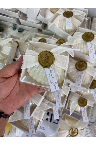 CevDen 25 Adet İstiridye Kutu ve Mum Hediyeliği Söz Nişan Nikah Kına Doğumgün...