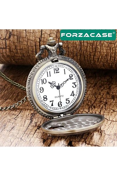 Forzacase Retro Vintage Bronze Eagle Embroidered Chain Clock - Fc731