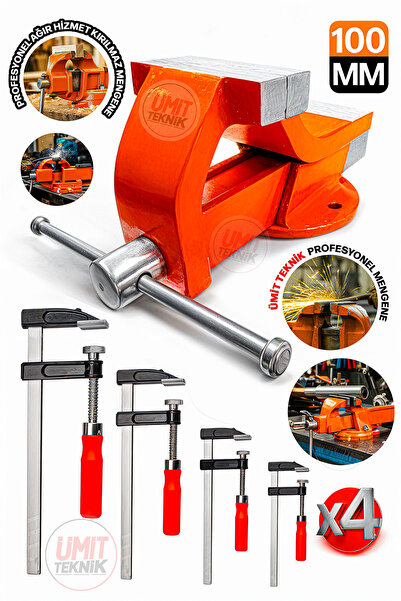 PROXTECH Kırılmaz 100mm+F 150mm Gövde 5Parça Masa Tezgah Mengenesi Ahşap Çeli...