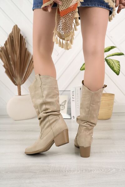 SUİNS SHOES Fiona Cizme Burduf damă Piele întoarsă Cizme cu toc gros