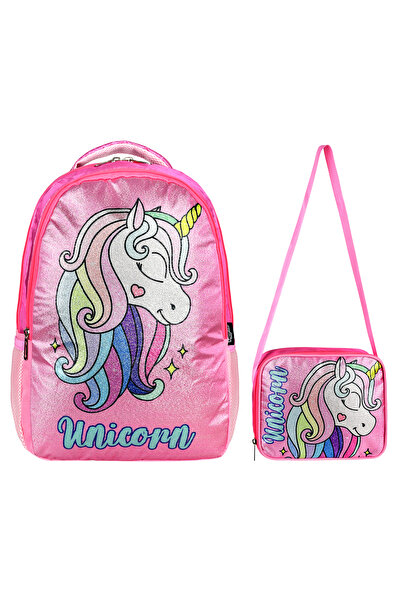 Kingston Hill Lisanslı Simli Unicorn Beslenmeli İlkokul Çanta Seti