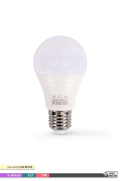 ACK 9w 10'lu Paket A60 Led Ampul 4000k Ilık Beyaz 840lm E27