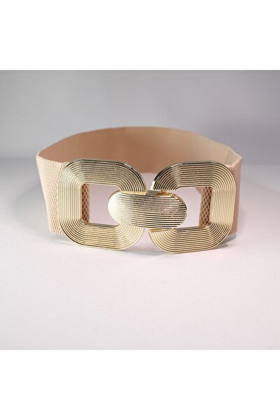 Fiori Gold Buckle Interlocking Elastic Women's Belt, Jacket Belt, Shirt Belt, Dress Belt