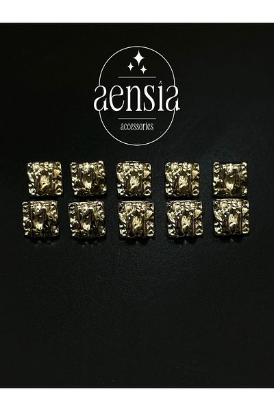 aensia GolD ColoreD StripeD Square Metal Blouse - EmbosseD Shirt Dress, Button 1.14 CM - Pack of 10