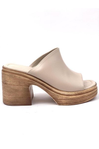 Les Passent Pantofi papuci cu toc pentru femei, bej, Denver Skin Ready, cu platformă cu toc înalt