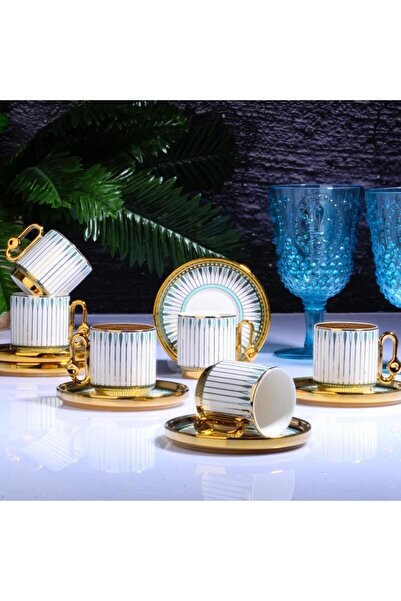 Kosova Majestic 6'lı Fincan Takımı Ayaklı 90 cc Yeşil-İST-178Y