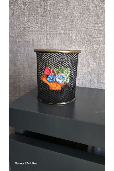 elayarts Tel Kalemlik Ferforje Metal Şık Ofis Çalışma Odası Seramik Ayrıntılı...