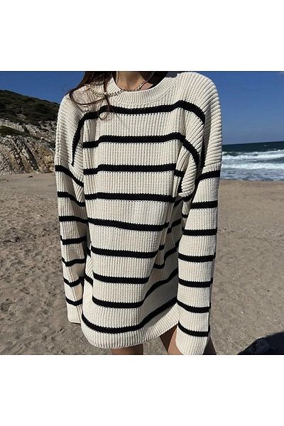 Chichisheen Striped Oversize Sweater Kzkk177
