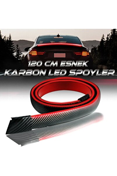 Autowise Oto Ledli Spoiler Bagaj Üstü Ledli Esnek Karbon Bagaj Çıtası Su Geçirmez Spoiler Universal 120 Cm