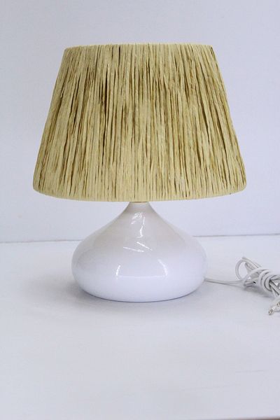 571 Store Raffia Headboard Metal Leg Table Lampshade