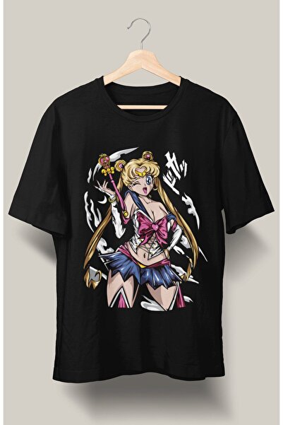 Fuddy Moda Tricou oversize cu imprimeu Sailor Moon, tricou unisex cu imprimeu...