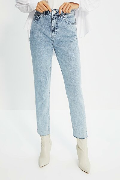 BİENAL BUTİK Anna Mavi Висока талія з еластаном Mom Jeans - Сніжно-білий джинсовий одяг