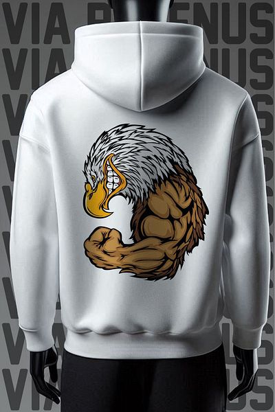 Vordevia Φούτερ White Eagle με στάμπα φαρδιά εφαρμογή - Φούτερ με κουκούλα 3 νημάτων