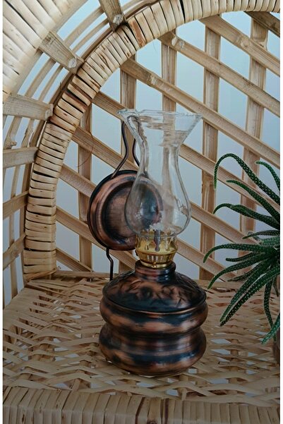Bakır Center Bakır Gaz Lambası Küçük Boy Fitilli Gaz Lambası Gece Lambası Küçük Boy