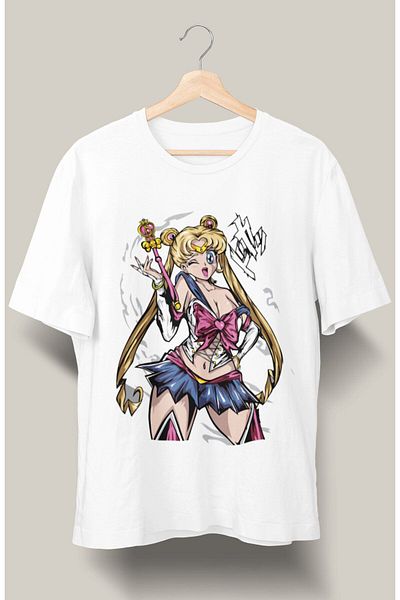 Fuddy Moda Tricou unisex oversize cu imprimeu Sailor Moon