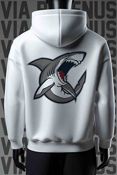 Vordevia Shark 3 Thread White K Sa kapuljačom široka majica - prednja i zadnj...