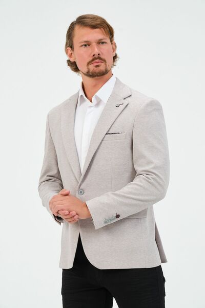 VALUE Krem Slim Fit Astarlı Erkek Blazer Ceket, Şık Ceket