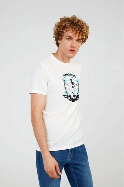 The Crow Crew Neck Printed White Men's T-shirt Tc 7120