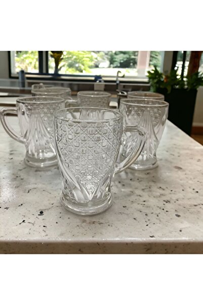 GALAXY GLASS YANPA TİCARET GALAXY GLASS 6 LI KULPLU MUG BARDAK KULPLU CAM BAR...
