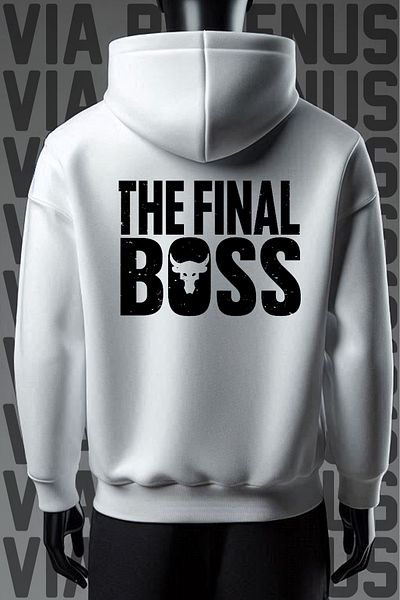 Vordevia Final Boss 3 Thread White Hooded Wide Fit Sweatshirt - Front and Back Printed