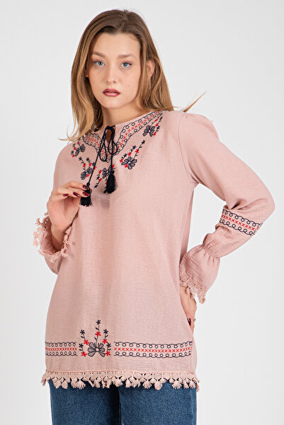 Hatun Atila Bluză brodată cu guler cu dantelă HatunAtila - 7729