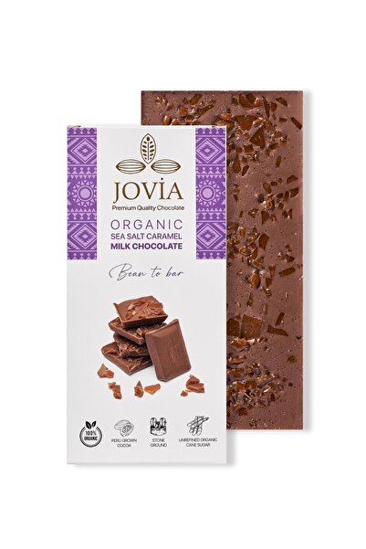 JOVİA ÇİKOLATA Organik Karamel & Deniz Tuzlu Sütlü Çikolata 85 gr