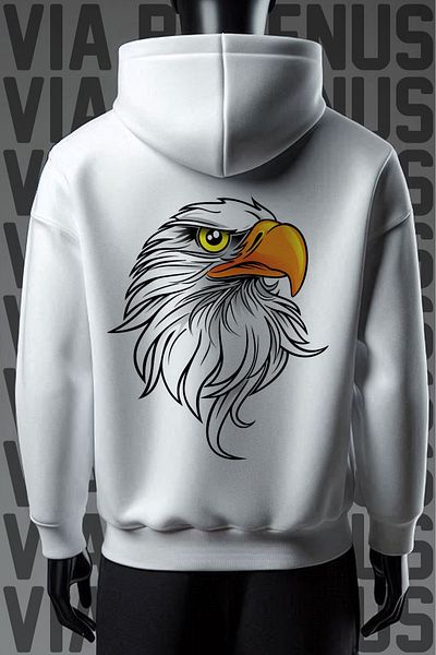 Vordevia Φούτερ White Eagle με στάμπα φαρδιά εφαρμογή - Φούτερ με κουκούλα 3 νημάτων