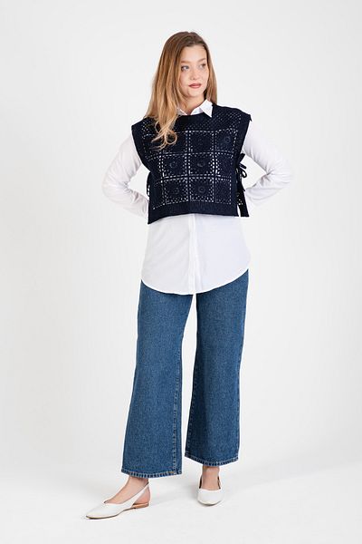 Hatun Atila Hatunatila Crocheted Motif Side Tie Sweater - 5066