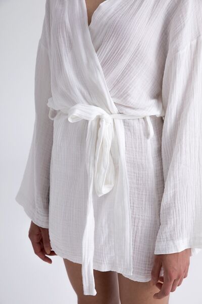 SHEISMONO Kimono de muselina alb