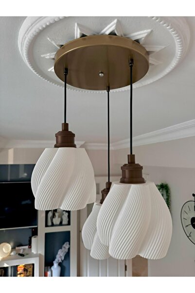 Limon 3D Desing Luminaura 3'lü Eskitme Sarkıt Avize-3 Başlıklı Avize Modern Bohem E27 Yatak Odası Salon Yemek Odası