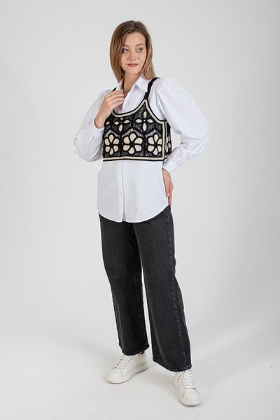 Hatun Atila Hatunatila Strappy Crochet Knitwear Sweater - 5077