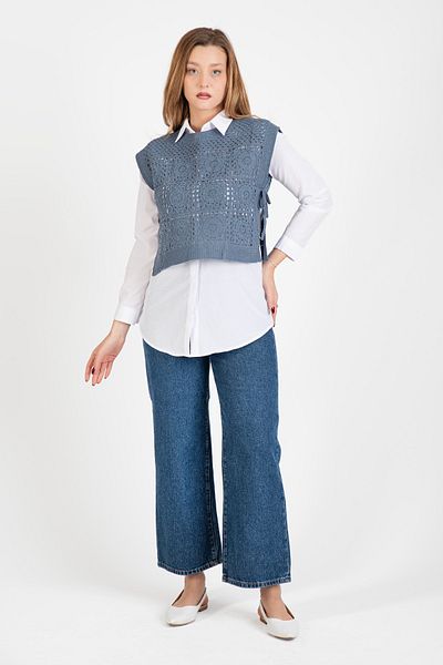 Hatun Atila Hatunatila Crocheted Motif Side Tie Sweater - 5066
