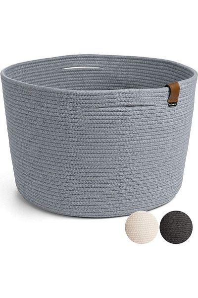 PURE MOON Home Gray Large Size Jute Basket