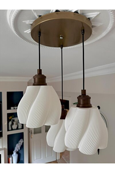 Limon 3D Desing Luminaura 3'lü Eskitme Sarkıt Avize-3 Başlıklı Avize Modern Bohem E27 Yatak Odası Salon Yemek Odası
