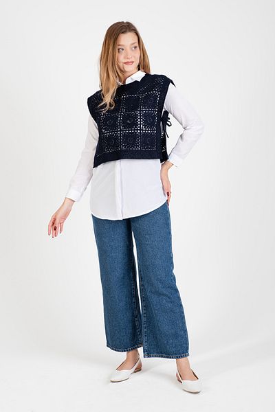 Hatun Atila Hatunatila Crocheted Motif Side Tie Sweater - 5066