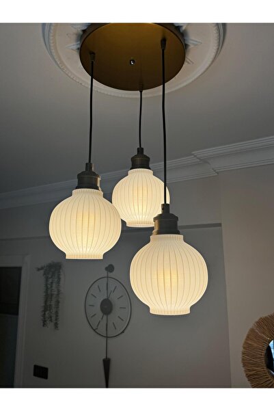 Limon 3D Desing Bohem 3'lü Eskitme Sarkıt Avize - 3 Başlıklı Avize Modern Tasarım Yatak Odası Salon Yemek Odası