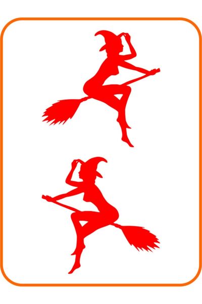 EYBA STİCKER ملصق سيارة Red Witch مقاس 15 × 15 سم - قطعتان من ملصقات المحرك ا...