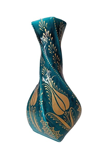 Işlemeli Buğulu Seramik Vazo 32 Cm