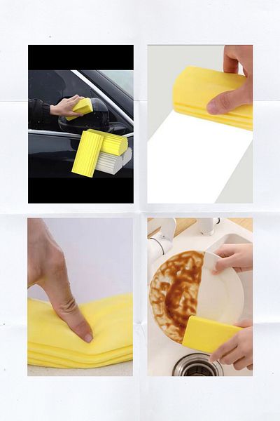 VANCL Essu73 - Magic Damp Sponge and Brush Kitchen Cleaning Set