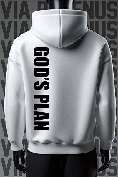 Vordevia Божият план 3-слойна бяла качулка с качулка - отпечатана отпред и отзад