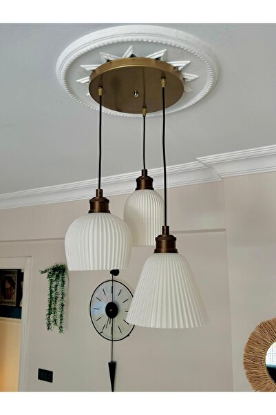 Limon 3D Desing Nordlys 3 Lü Sarkıt Avize - 3 Başlıklı Avize Iskandinav Moder...