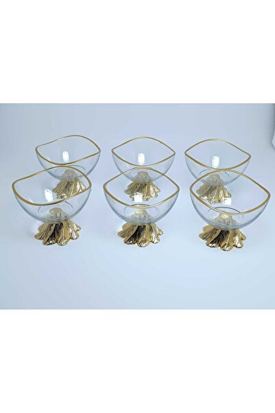 PARILTI HOME COLLECTİON 6-piece Presentation Bowl - Footed and Gold Coated Sn...