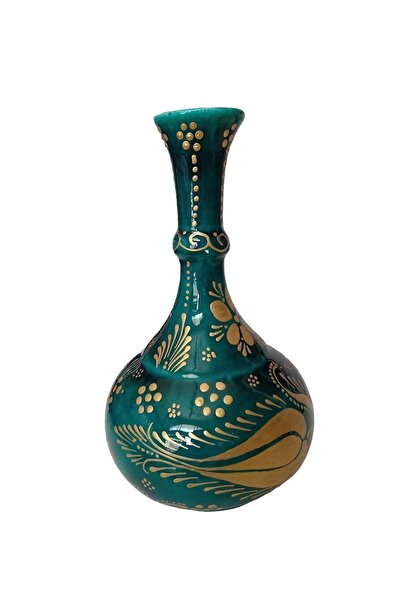 Kabartma Yaldızlı Seramik Vazo 32 Cm
